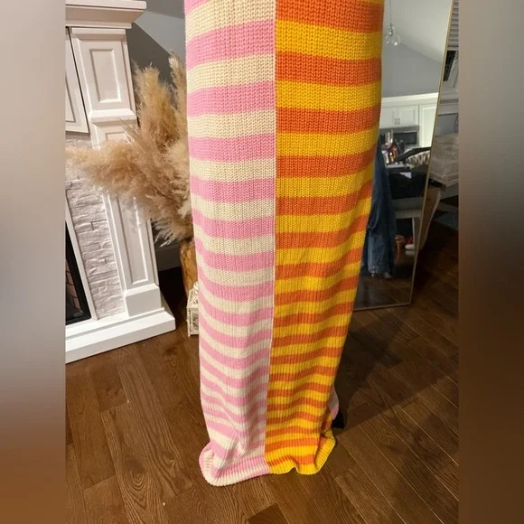 STAUD Pink and Orange Striped Knit Dress - Picture 2 of 4